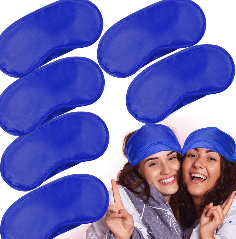 6 Pack Blindfold Eye Mask Cover Sleep Mask for Party Games Travel Sleep Team Build Party Supply with Adjustable Strap for Women Men Kids, Blue